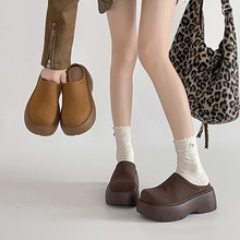 漂鸿森系厚底百搭包头半拖鞋女外穿2025新款秋季纯色勃肯包头鞋子