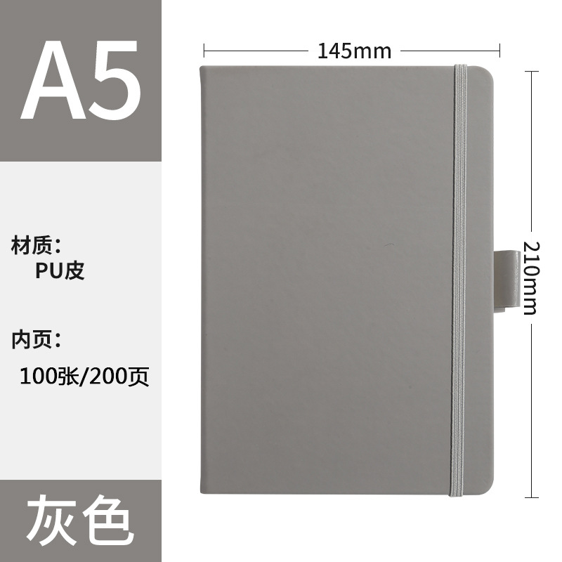 A5 gris + Correa + bolígrafo elástico