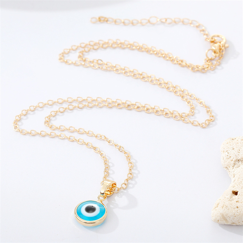 Retro simple color resin Turkish eye necklace demon eye pendant necklace