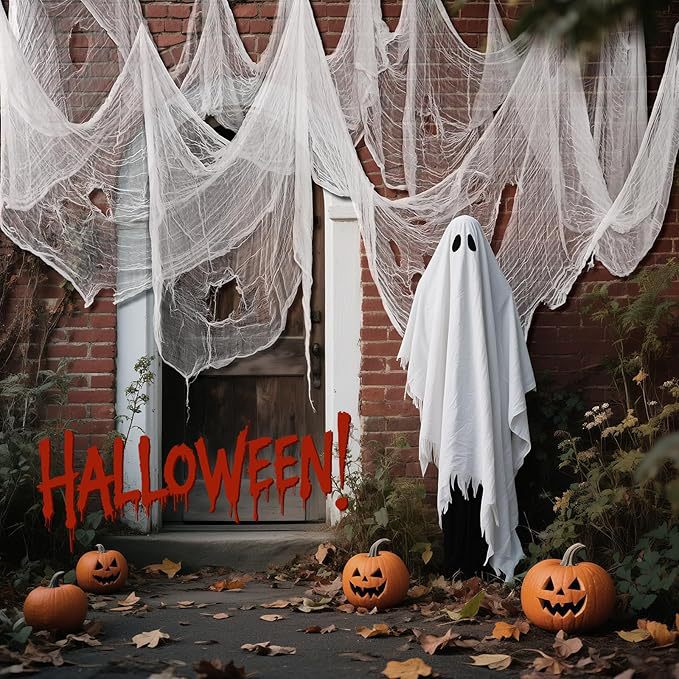 Suministro transfronterizo Halloween negro rasgado gasa fantasma Festival horror ventana pantalla tela de araña gasa fantasma Festival horror mantel