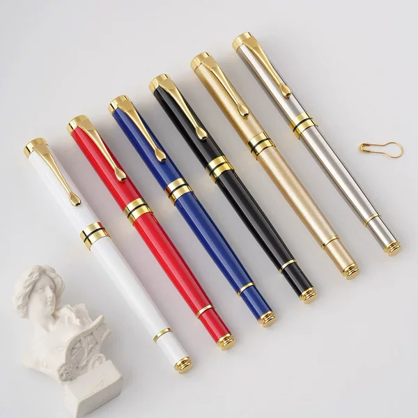 Cross-Border Foreign Trade Stainless Steel Gift Black Pen Business Gift Gel Pen Metal Signature Pen Spot Water Pen Ballpoint Pen