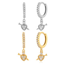 韩版镶钻锆石一剑穿心耳扣s925纯银时尚耳扣耳钉耳饰女工厂批发