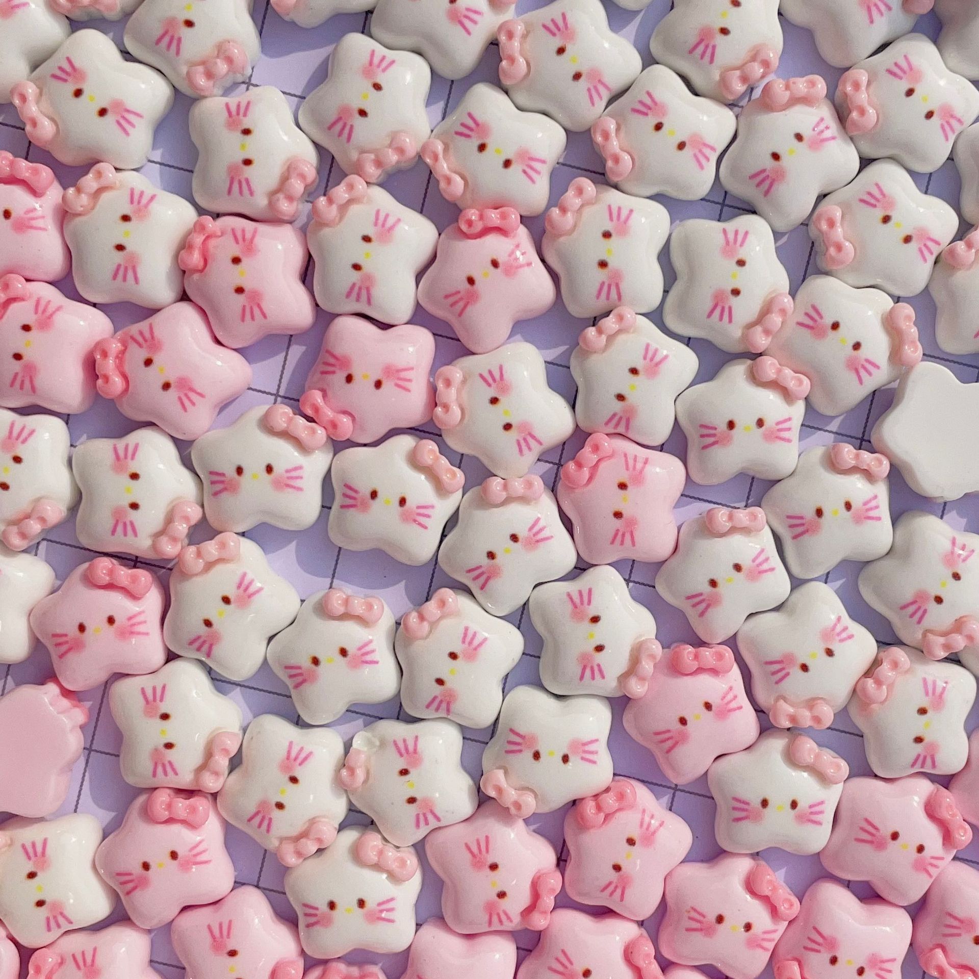 Dibujos animados mini arco estrella gatito accesorios de resina lindo gato DIY accesorios para el cabello teléfono móvil Shell horquilla hecha a mano