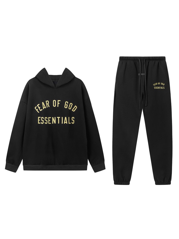 FOG ESSENTIALS Temporada 10 letra impresa otoño invierno camiseta de terciopelo pantalones casuales moda hombre