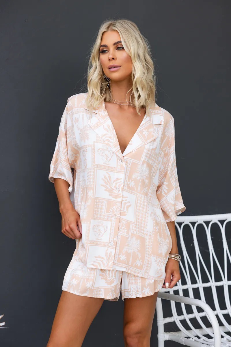 301g Weight Short Sleeve Sleeve Length Polyester Fabric Type Pant Co-ord Set Sets Type 2 Pieces Set Quantity Holiday, Daily Occasion Turndown Neckline Regular Fit Fit Type Abstract Pattern Summer Season Women's Gender Button Design Simple Style Style Holiday Daily Women's Simple Style Abstract Polyester Button Pant Co-ord Set Shorts Sets 6