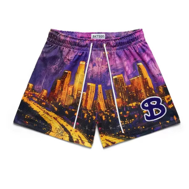 2026 Summer 3D Printed Trendy Brand Quick-Drying Men's Sports Combat Style Beach Shorts Casual Loose Printed Shorts