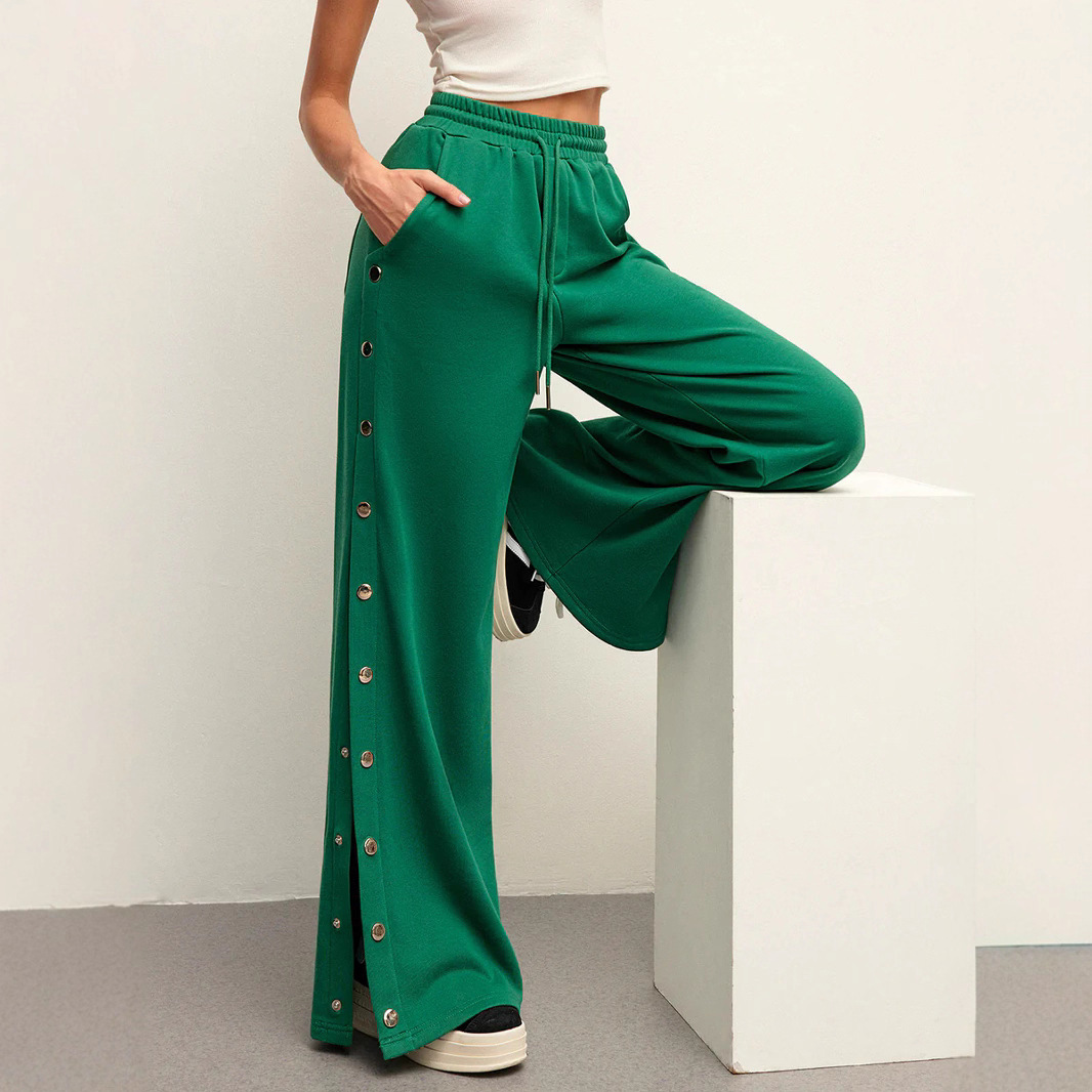 Pantalones Anchos de Cintura Alta, Color Sólido, Versátiles, Largos hasta el Suelo, Casuales, de Alta Elasticidad, Primavera-Verano 2025, Amazon Tiktoktemu