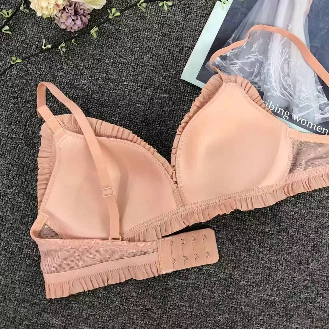 Bra de encaje del sudeste asiático, ropa interior de mujer, bra de copa triangular francesa, verano sin anillo de acero, copa delgada, algodón sexy y cómodo para la piel image 5
