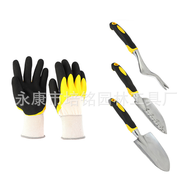 Fábrica directa transfronteriza Amazon aleación de aluminio 4 piezas guantes herramientas de jardín conjunto de herramientas de jardinería