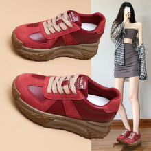 真皮休闲鞋女外穿2025春季新款厚底韩版百搭增高女鞋潮