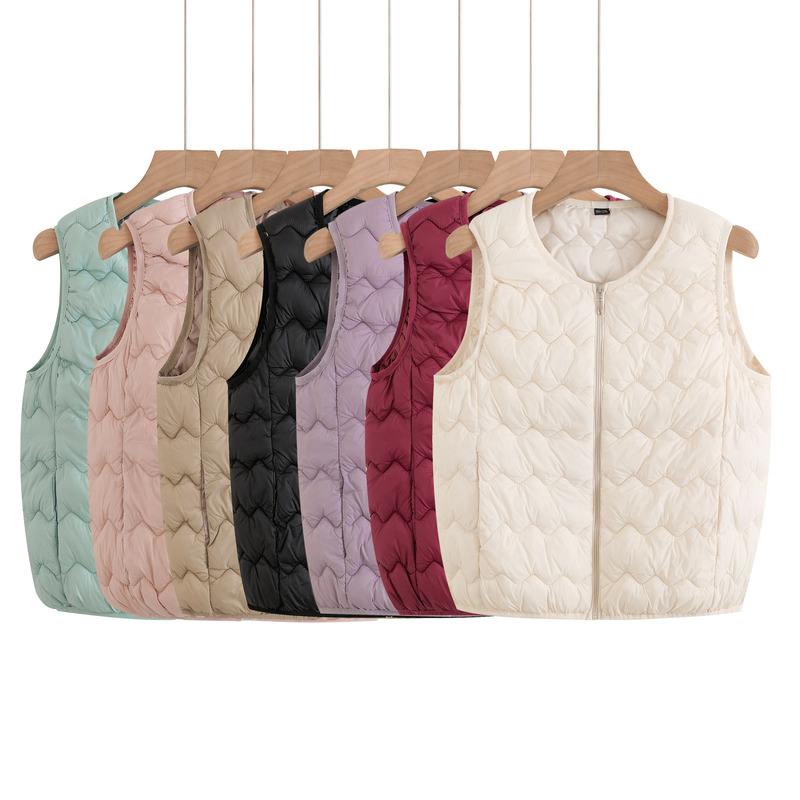 2025 Spring and Autumn New Style Lightweight Inner Layer Women's Vest down Cotton Slimming Lady's Sleeveless Jacket 2025 Spring and Autumn New Style Lightweight Inner Layer Women's Vest down Cotton Slimming Lady's Sleeveless Jacket