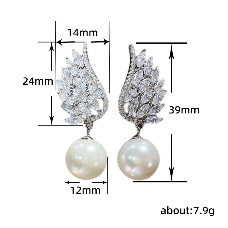 Boucles d oreilles pendantes perle ailes d ange élégantes_voghion.com