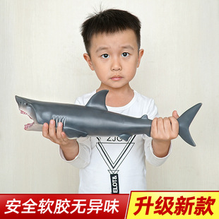 Cross-border Amazon large soft glue simulation marine life submarine animal model toy great white shark park wholesale