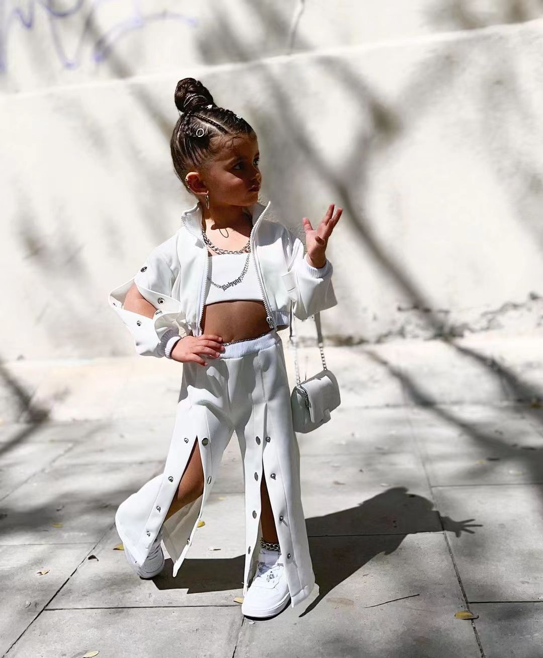 Ropa para niños, chaqueta, traje, pantalón ancho con botones, estilo high street_voghion.com