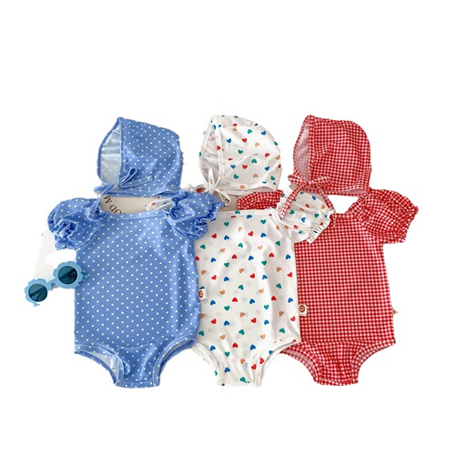 Korean Summer New Children's Swimwear for Infants and Toddlers, including Swim Caps, Diaper Cover, Onesies for Girls, Swimwear for Beach and Swimming