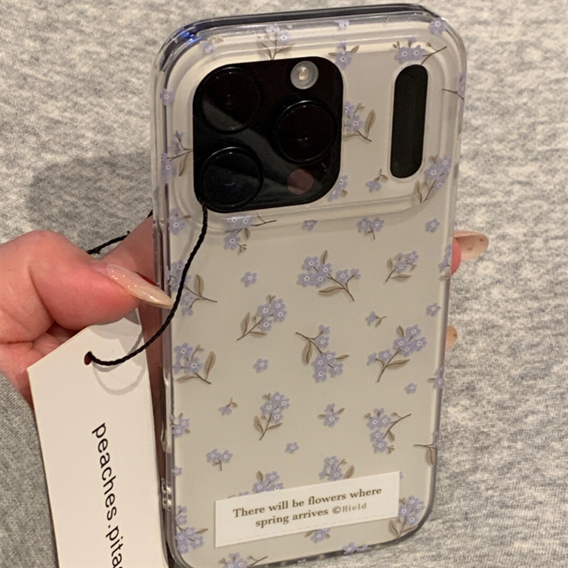 Ins Full Screen Purple Small Floral Frosted Suitable for Iphone17Promax Apple 16 Mobile Phone Case 15 New Style 14