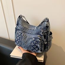 跨境新款复古水洗牛仔小方包时尚韩版斜挎包简约休闲百搭单肩包包