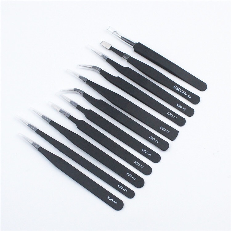 精密不锈钢尖头平头弯头防磁镊子 电子零件镊子手机工具 燕窝挑毛