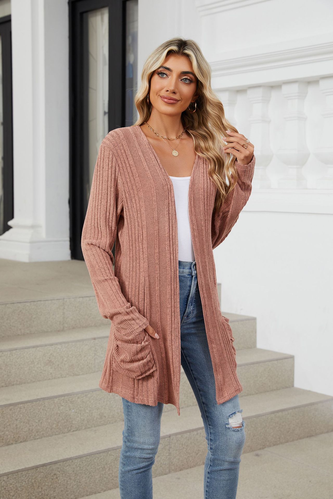 490g Weight Long Sleeve Sleeve Length Placket Placket Type Regular Sleeve Sleeve Type Nylon, Spandex, Polyester Fabric Type Long Top Length Cardigan Tops Type Holiday, Daily Occasion Collarless Neckline Regular Fit Fit Type Solid Color Pattern Winter, Autumn Season Women's Gender Casual, Elegant Style Wholesale Women's Casual Elegant Solid Color Long Sleeve Sweaters & Cardigans 无