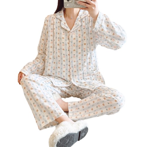 Newborn crepe maternity pajamas for pregnant women, sweat-absorbent and breathable, suitable for pre-pregnancy and post-pregnancy, spring, summer, autumn and winter, maternity pajamas for pregnant women.