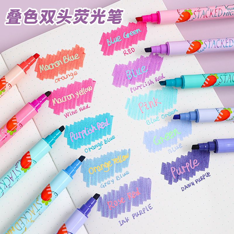 Marcador de doble punta y doble color, personalizado OEM, de gran capacidad, para estudiantes, para diario, colorido, DIY.
