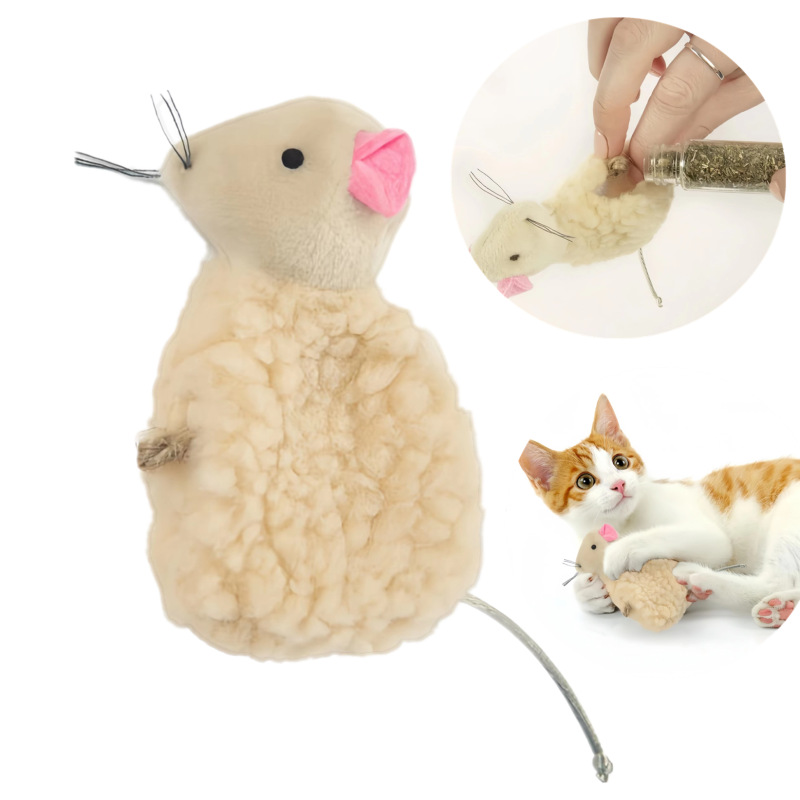 跨境新品Mouse Plush Cat Toy老鼠毛绒可填充玩具猫猫啃咬玩具