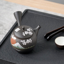 日式櫻花紋家用小容量復古茶具手工單壺常滑燒精致急須側把茶壺