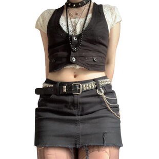 V 14841 Punk Rivet Chain Belt �Tᔒ������ �W���羳���R�d��