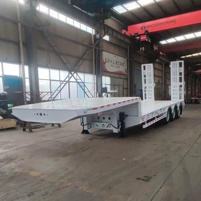 Excavator trailer for large equipment transportation, three-axle ladder-type hook trailer, heavy-duty engineering machinery transport (Ağır yük qoşquları)