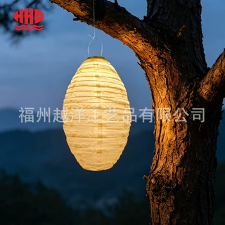 跨境户外防水杜邦纸太阳能发光灯笼撕不烂露营氛围灯庭院花园