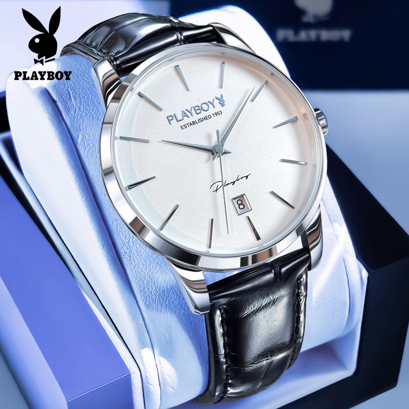 PLAYBOY PLAYBOY Brand Watch Automatic Mechanical Watch Business Light Luxury Genuine Leather Men's Watch Men's Watch