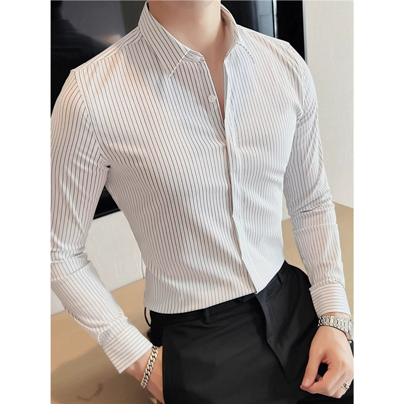 Безымянная Slim Fit рубашка - Английский/британский стиль отдыха, высококачественная классическая сорочка