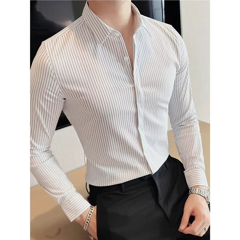 Безымянная Slim Fit рубашка - Английский/британский стиль отдыха, высококачественная классическая сорочка