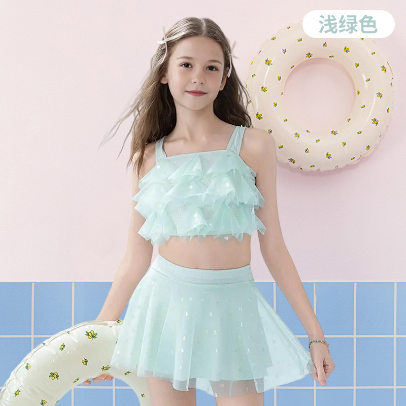 Traje de baño de natación para niños de verano para niñas, niños pequeños y medianos divididos en una pieza, linda princesa dividida, traje de baño para niñas al por mayor