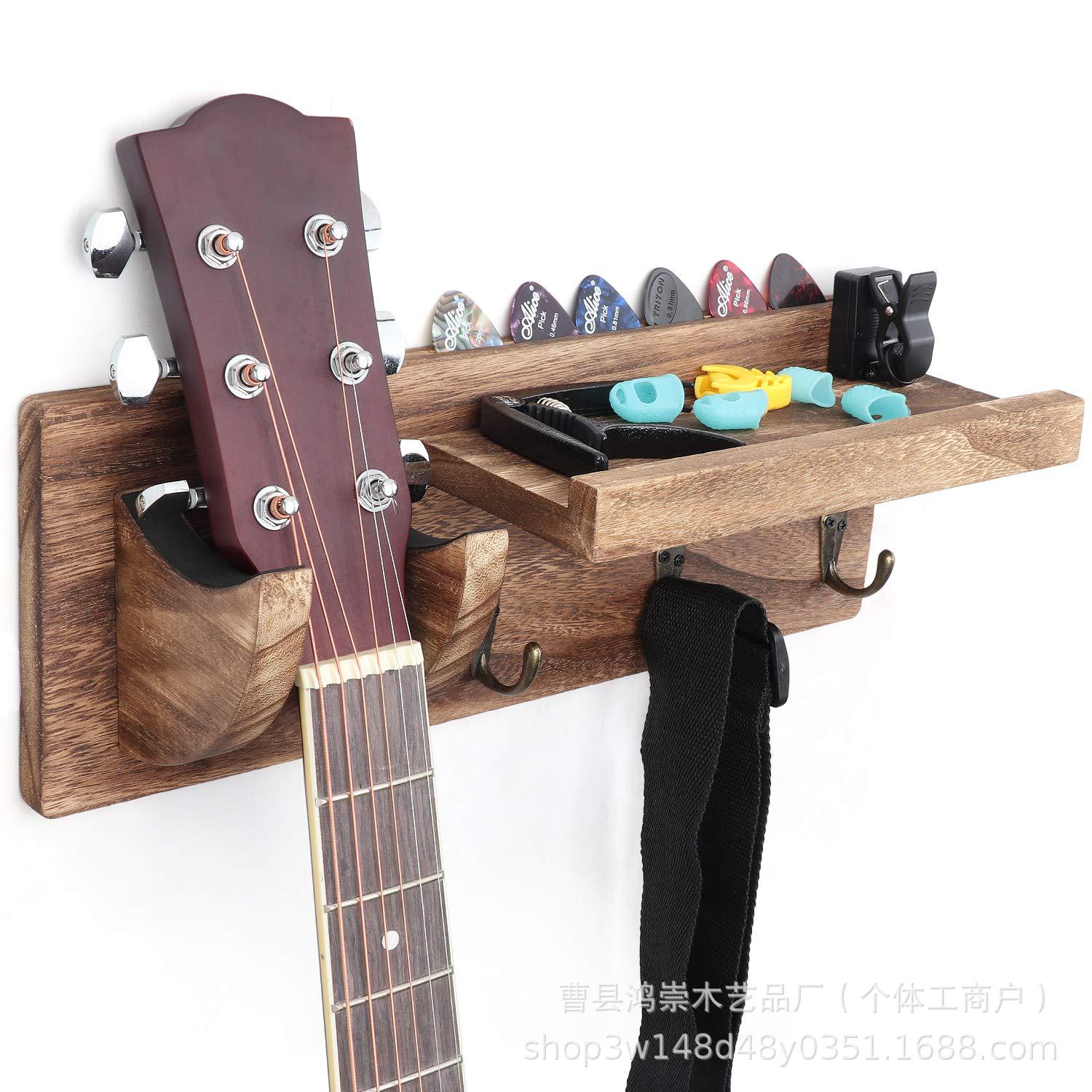 木质吉他置物架壁挂式墙上实木挂架电吉他琴架吉他拨片收纳架厂家