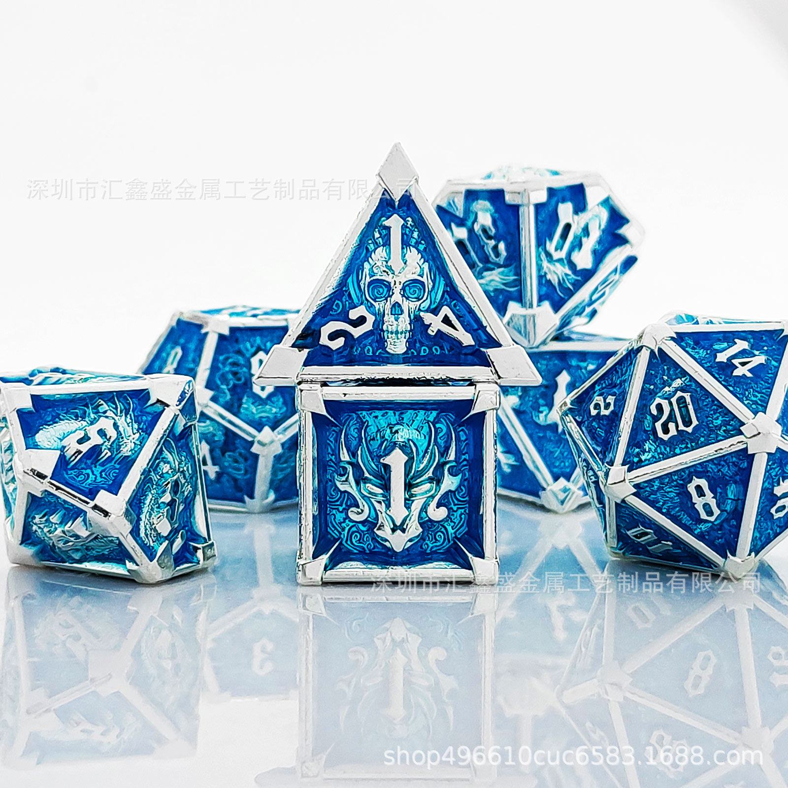 Dice de metal 7 piezas set poliedro DND dragón y mazmorras RPG juego de rol de mesa de grupo D20 transfronterizo