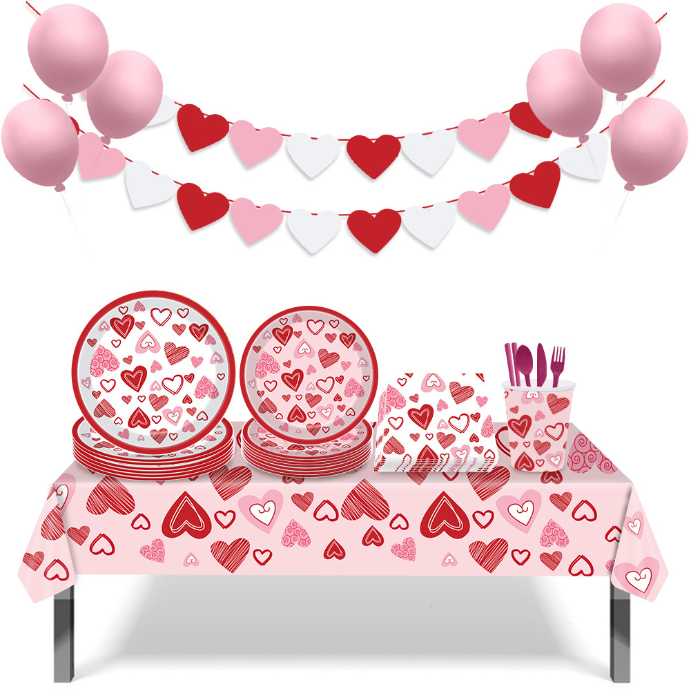 100g Weight tablecloth, Tableware Event & Party Supplies 1 Piece Quantity Holiday, Date Occasion Valentine'S Day Festival Heart Shape Pattern Romantic Style Valentine's Day Romantic Heart Shape Paper 1 Piece 无