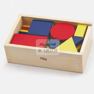 Viga Shape Building Block Box Wooden Kidsren's Baby Color Recognition Early Kidshood Education Stacking Toys for 3-10 Years Old