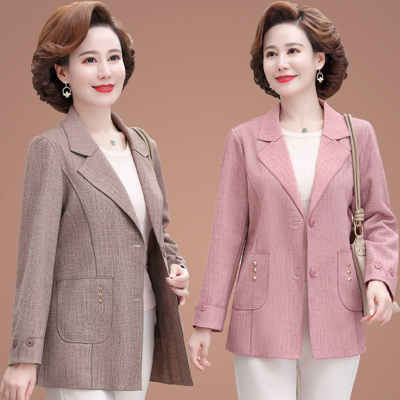 Fashionable Outerwear for Middle-Aged and Elderly Women, Plus-Size Versatile Blazer, Stylish New Mom's Outfit