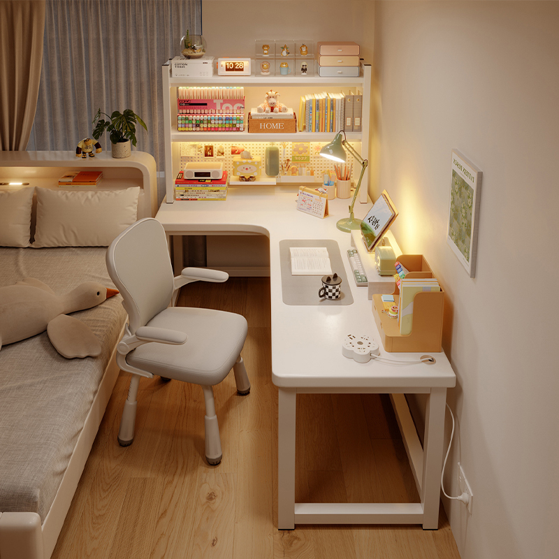 Corner Desk with Integrated Bookshelf, Student Bedroom Home Computer Desk, L-Shaped Study Writing Desk, Corner Table Corner Desk with Integrated Bookshelf, Student Bedroom Home Computer Desk, L-Shaped Study Writing Desk, Corner Table