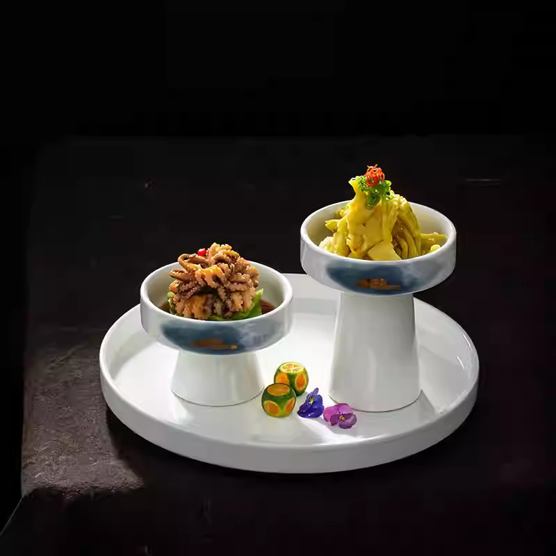 Hotel Specialty Open-Display Ceramic Tableware Restaurant Cold Dish High-Footed Cold Dish Combination Set Chinese Style New Chinese-Style Plates
