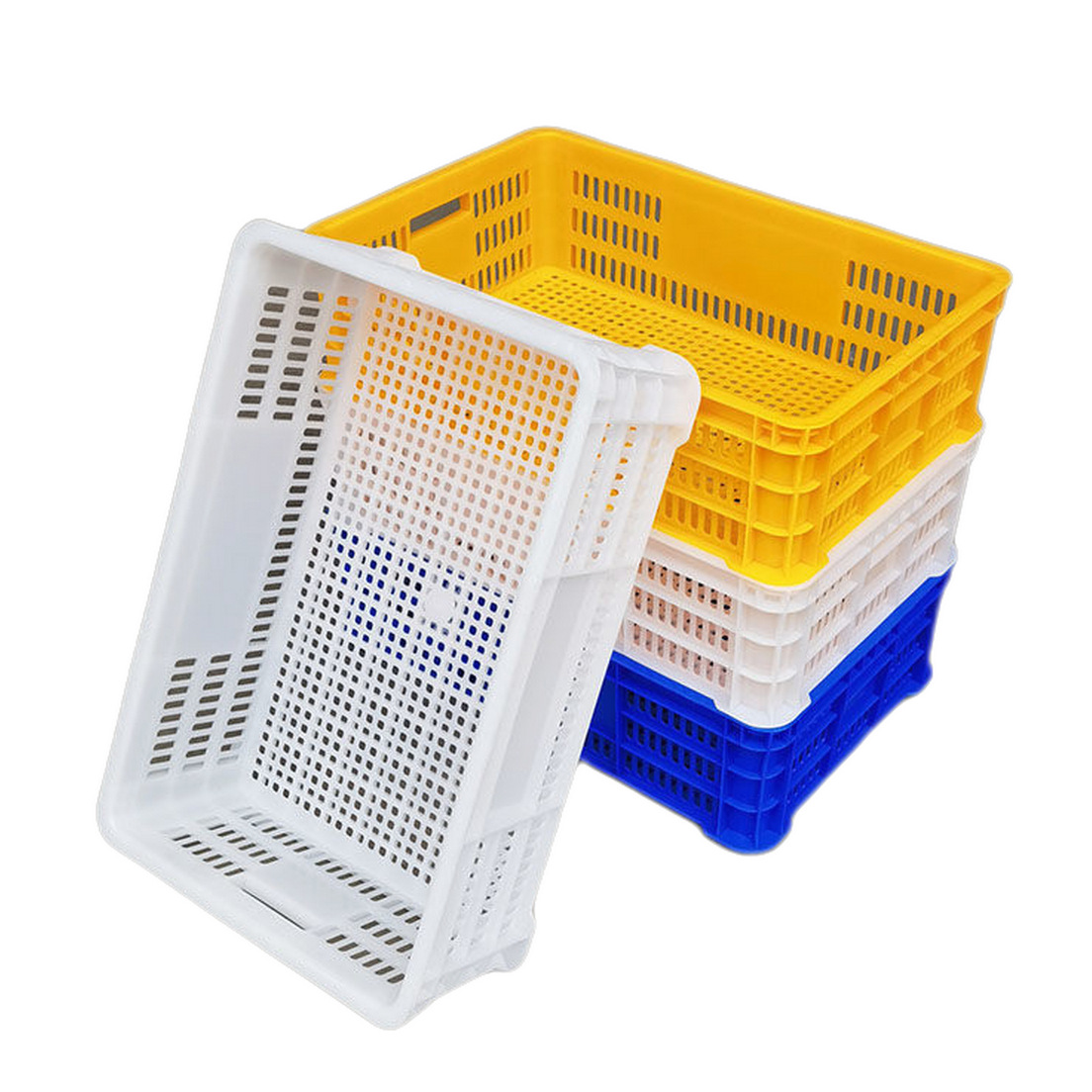 4号网格镂空塑料箱周转筐龙虾水果箩蔬菜塑胶框子网银周转箩