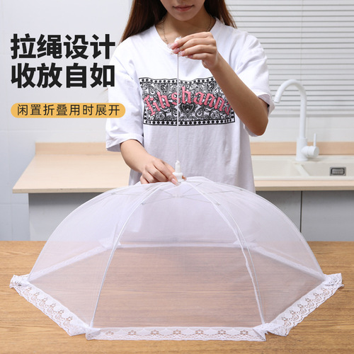 White Large Square Collapsible Cover with Removable Mesh Food Cover for Table, Direct Manufacturer Sale, Insect-Proof