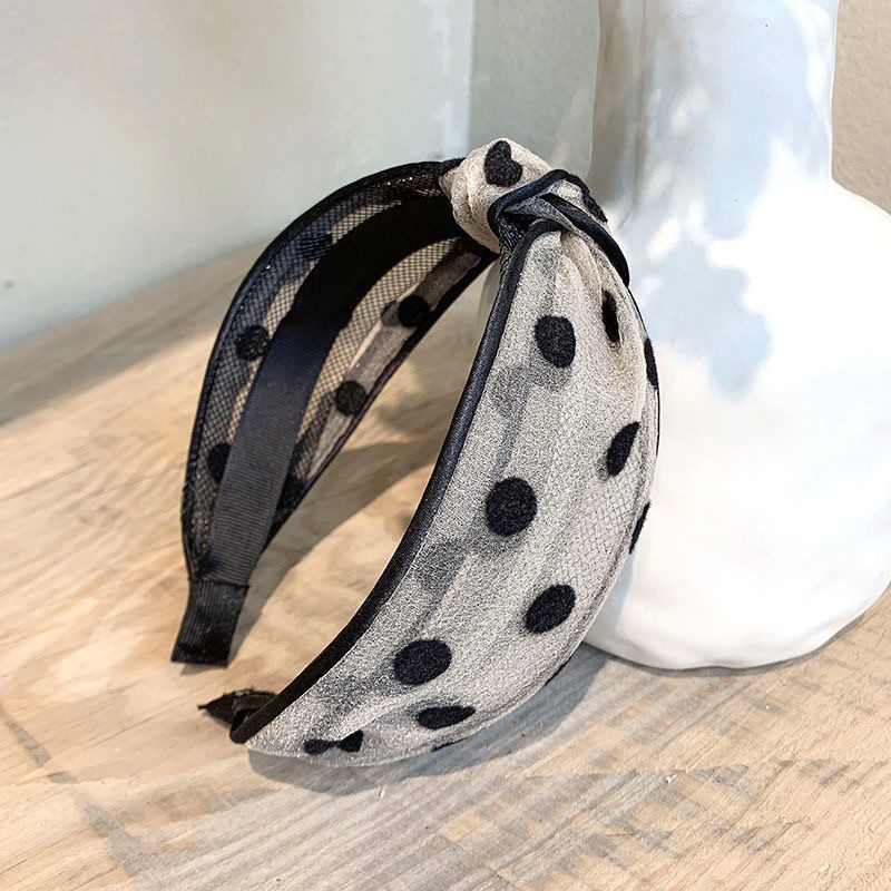 Malla de lunares diadema de ala ancha para adultos dulce horquilla alta cráneo cara lavado cabello presionando diadema Corea del Sur Internet celebridad accesorios para el cabello al por mayor