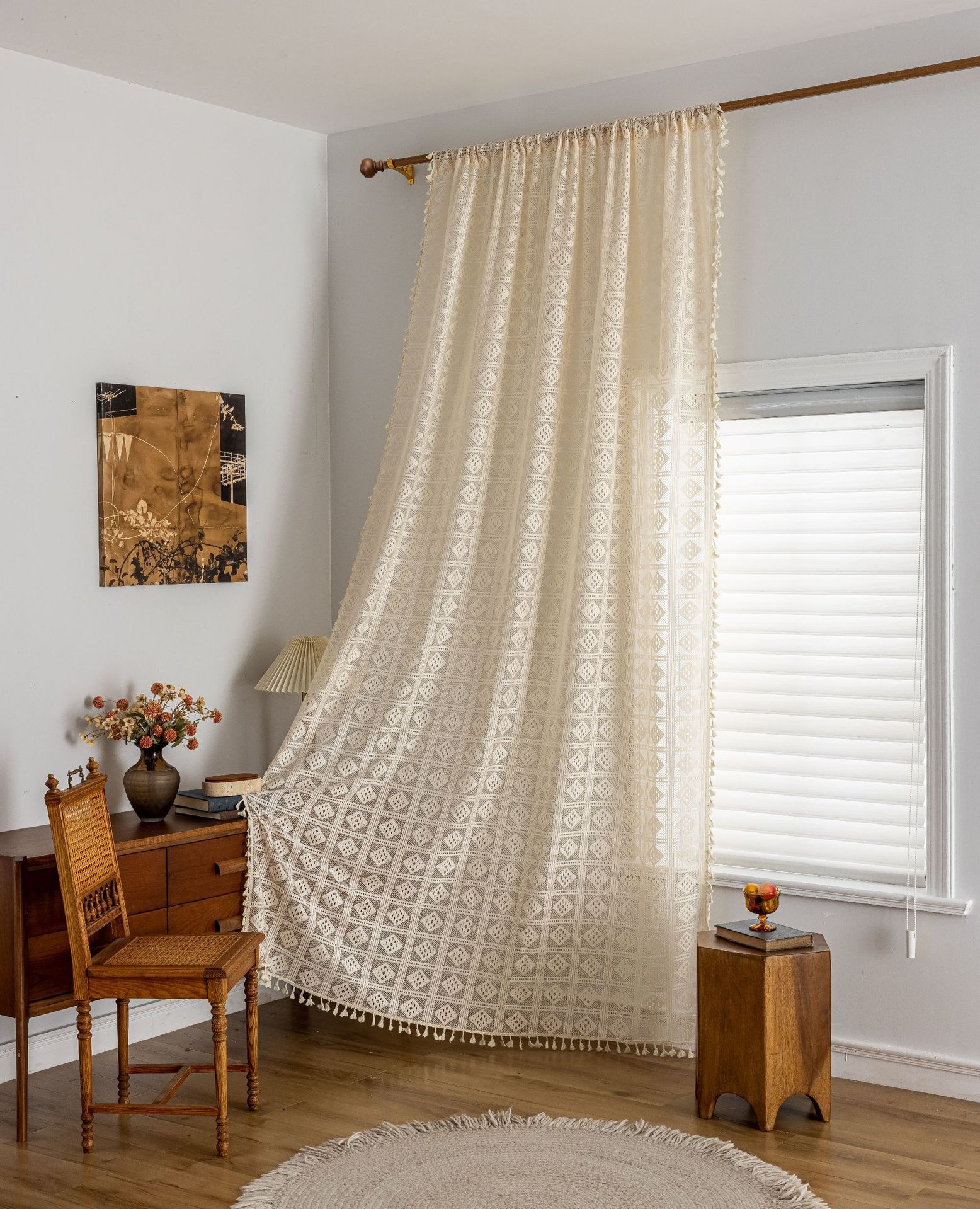 Lace Sheer Curtains Bohemian Window Fabric For Home Decoration_voghion.com