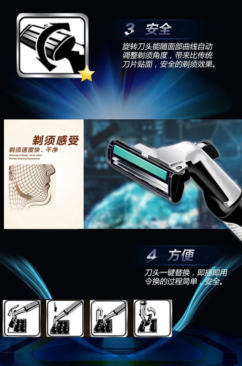 Manual Razor Set for Men Portable Twin Blade Shaving Heads with 2 Handles and 30 Replacement Blades Water Rinse quality and texture
