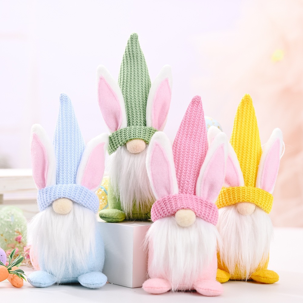 Transfronterizos nuevos artículos de decoración de Pascua primavera muñeca de conejo de Pascua muñeca sin cara enano de pie muñeca