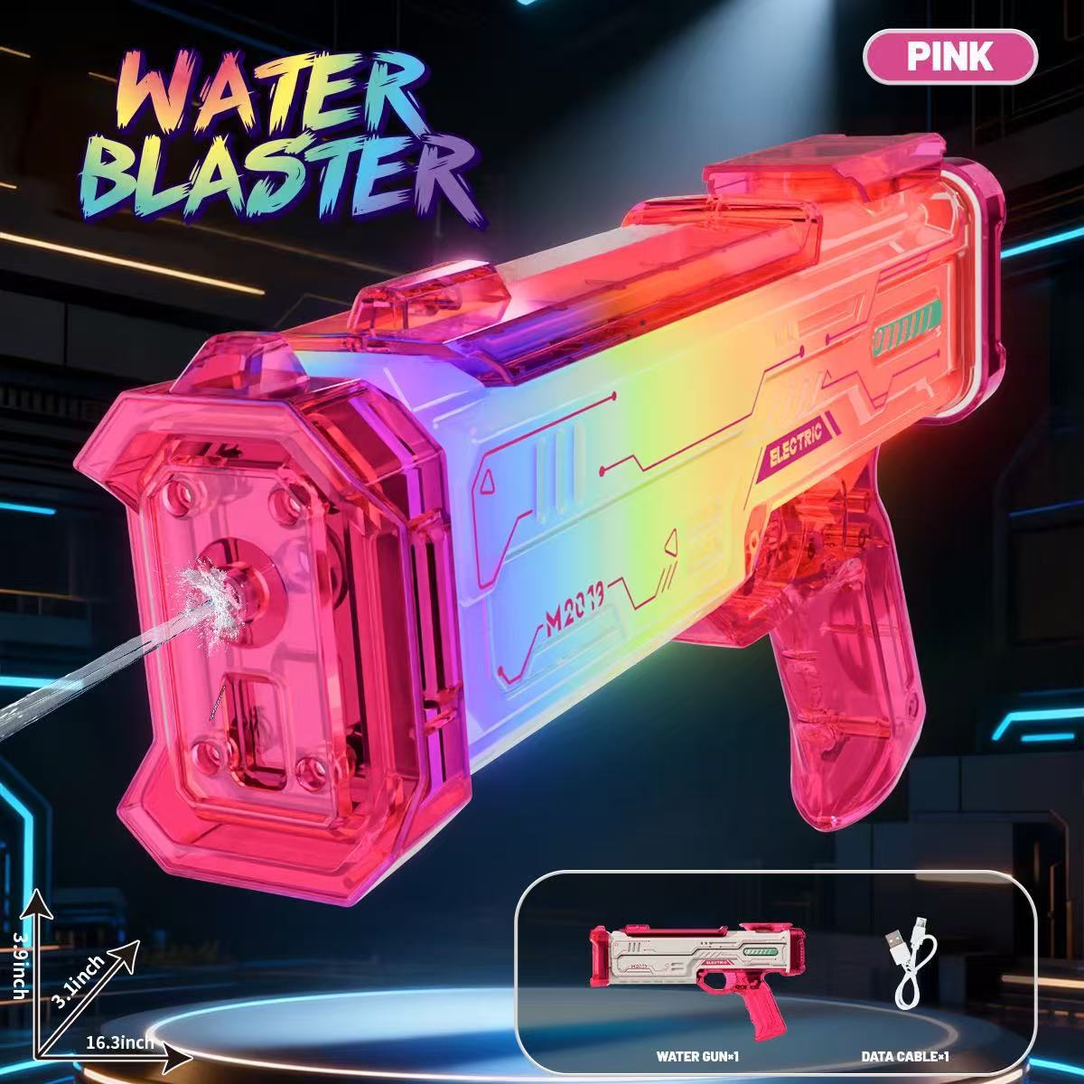 Explosiones transfronterizas pistolas de agua eléctricas niños coloridos efectos de sonido dinámicos luz cool pulso de gran capacidad juguetes pistolas de agua eléctricas