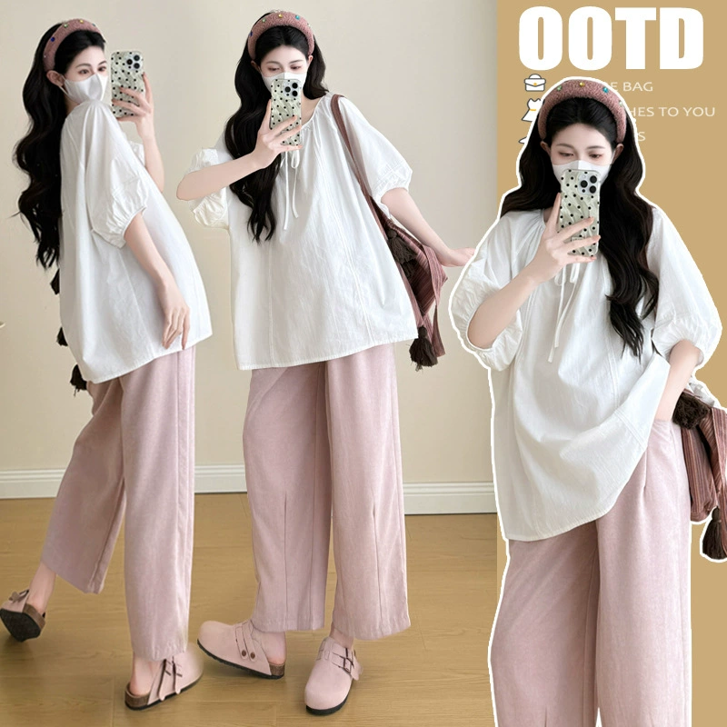 2025 Качество одежды для беременных Летний новый стиль рубашки с короткими рукавами