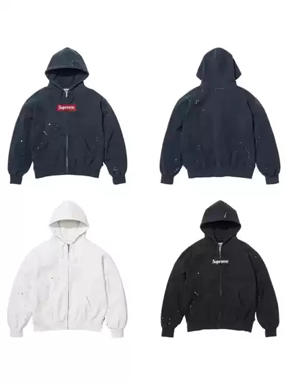 26FW SUP × MM6 Collaboration Splatter Print Zip-Up Hoodie Unisex